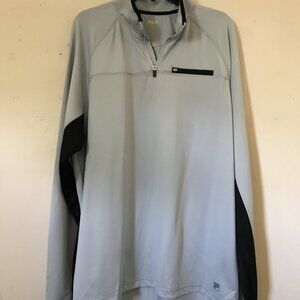 Fila Men's 1/4 zip Pullover Gray Zip Front Breast Pocket Long Sleeve